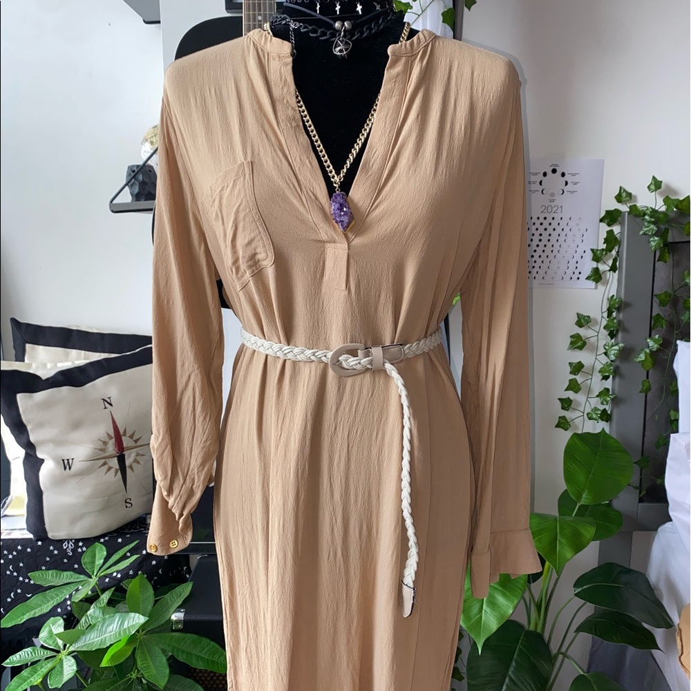 Black Label Chico Shirt Dress - Khaki